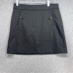 LOFT Dark Gray Mini Skirt with Gold Buttons